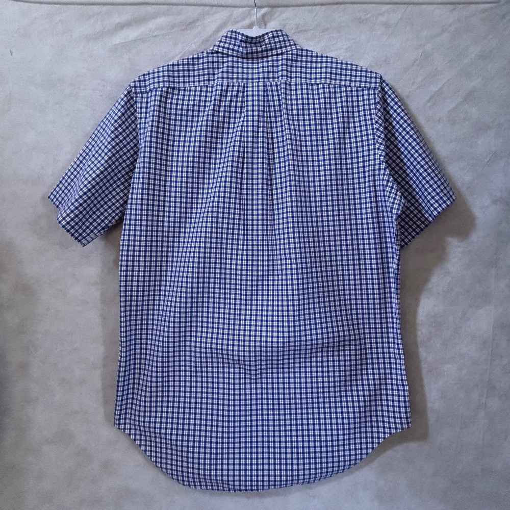 Polo Ralph Lauren Mens Classic Fit Gingham Short Sleeve Button Down Shirt Blue M - Picture 8 of 8
